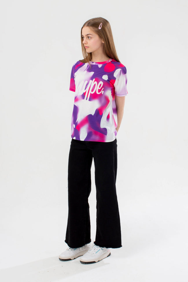 HYPE GIRLS PURPLE NEON SPRAY SCRIPT T-SHIRT