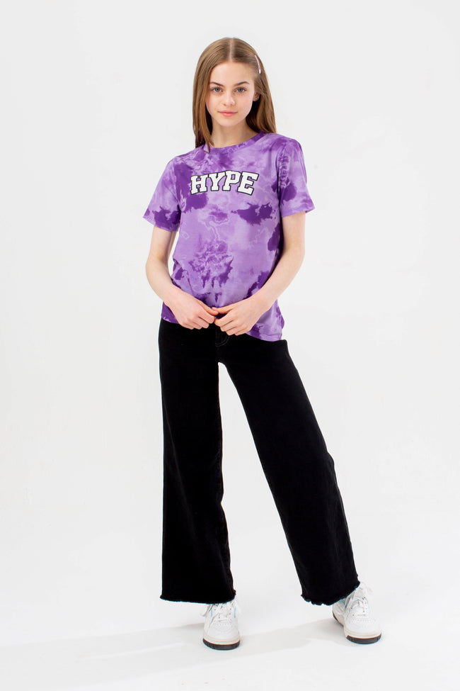 HYPE GIRLS PURPLE FROSTING TIE DYE COLLEGE T-SHIRT