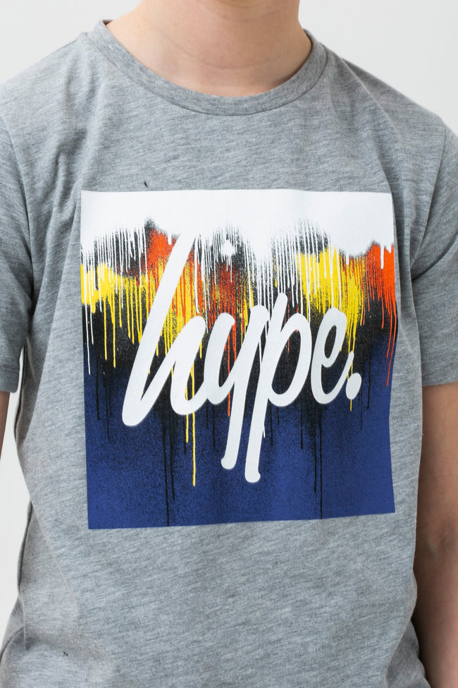 HYPE BOYS GREY UNION DRIPS SQUARE T-SHIRT