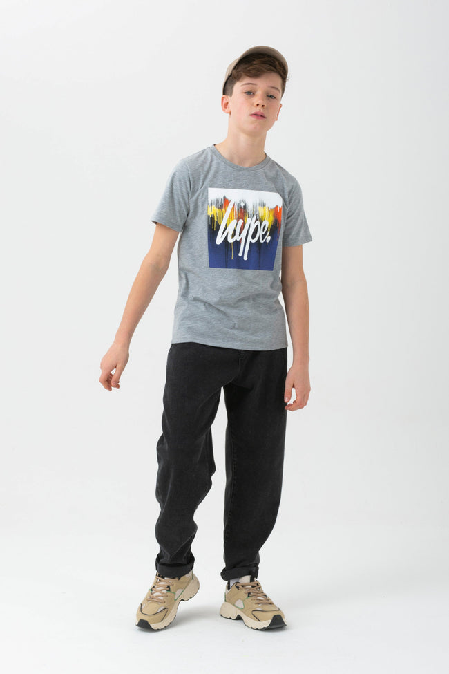 HYPE BOYS GREY UNION DRIPS SQUARE T-SHIRT