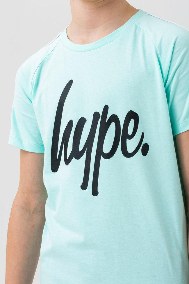 HYPE BOYS TURQUOISE DIVERSION SCRIPT RAGLAN T-SHIRT