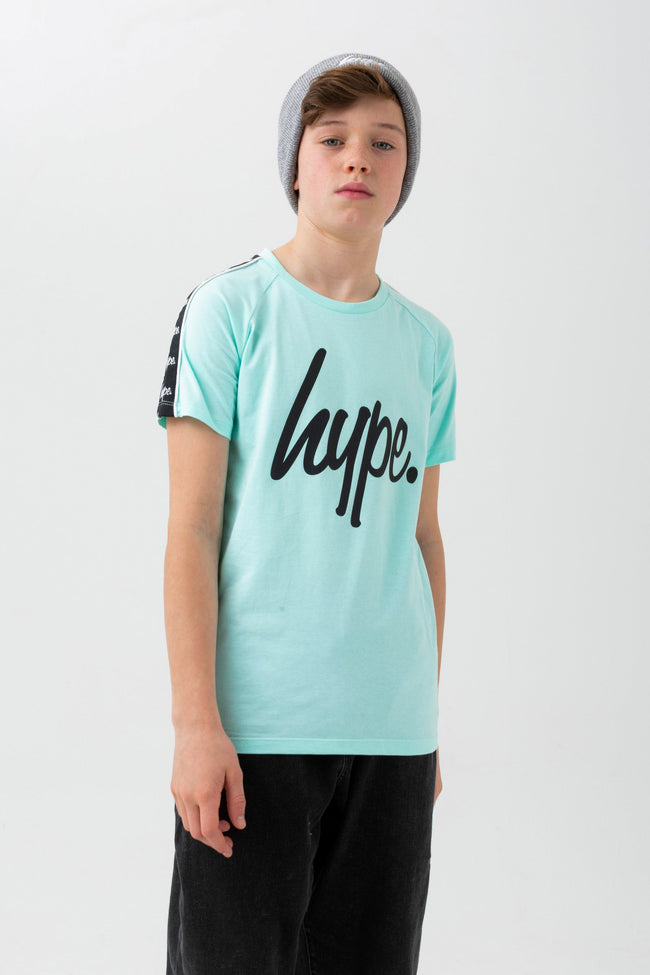 HYPE BOYS TURQUOISE DIVERSION SCRIPT RAGLAN T-SHIRT