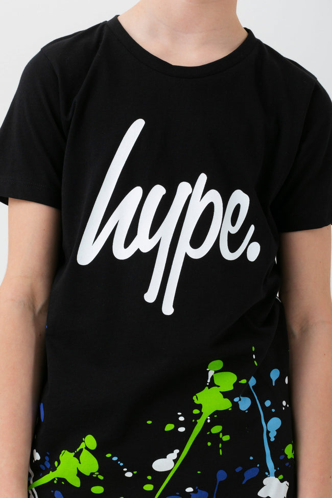 HYPE BOYS BLACK PAINT SCRIPT T-SHIRT