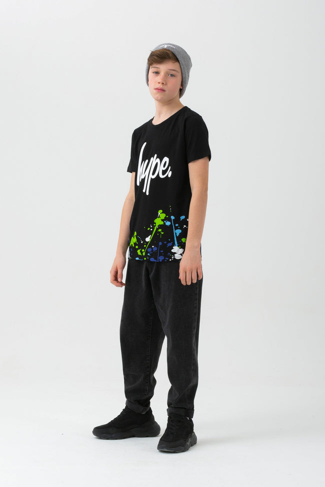 HYPE BOYS BLACK PAINT SCRIPT T-SHIRT