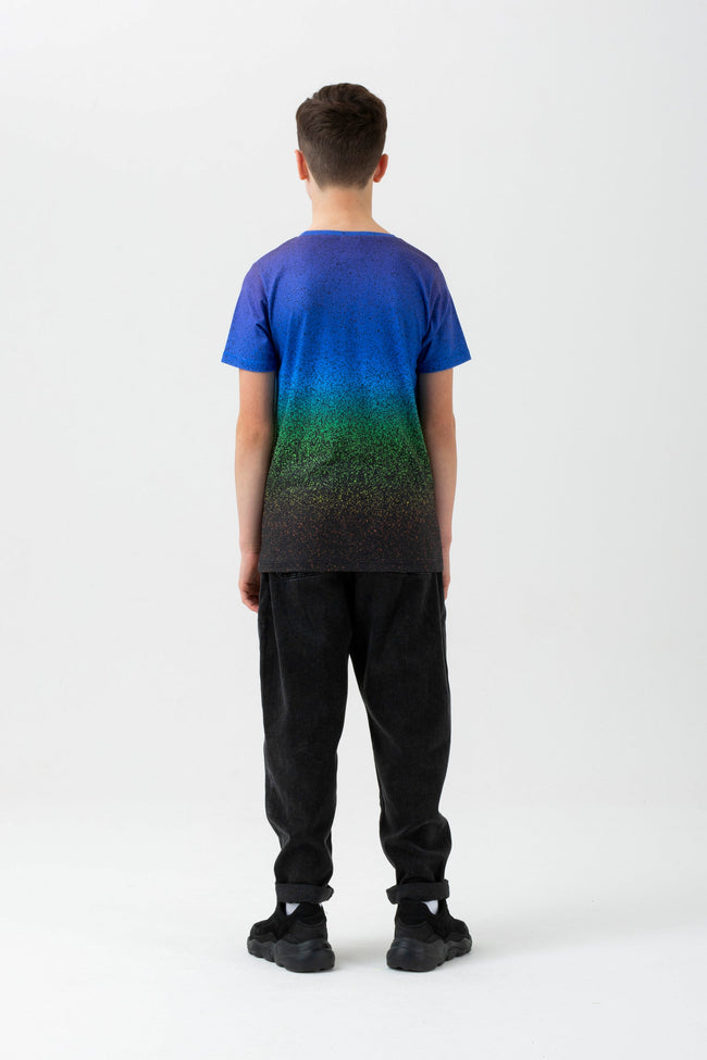 HYPE BOYS MULTI SPECKLE FADE SCRIPT T-SHIRT