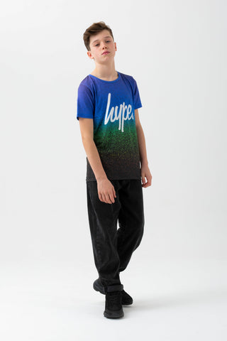 HYPE BOYS MULTI SPECKLE FADE SCRIPT T-SHIRT