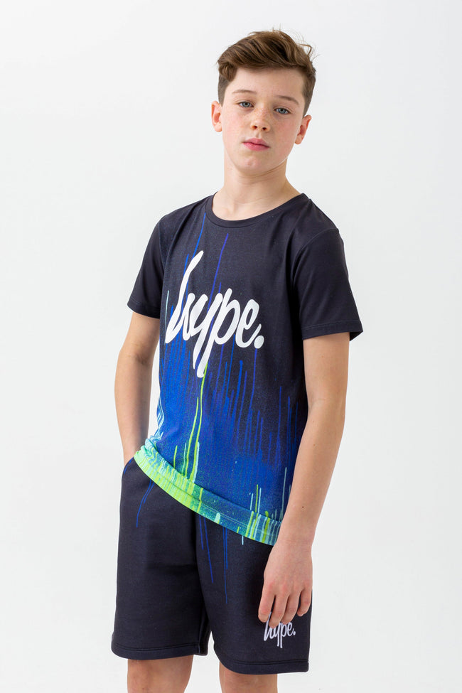 HYPE BOYS BLACK PACIFIC DRIPS SCRIPT T-SHIRT