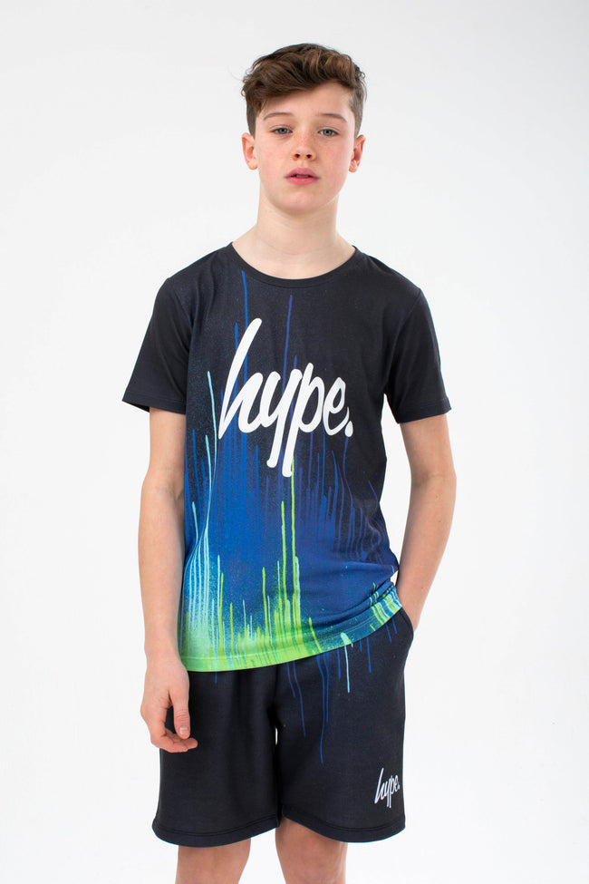 HYPE BOYS BLACK PACIFIC DRIPS SCRIPT T-SHIRT