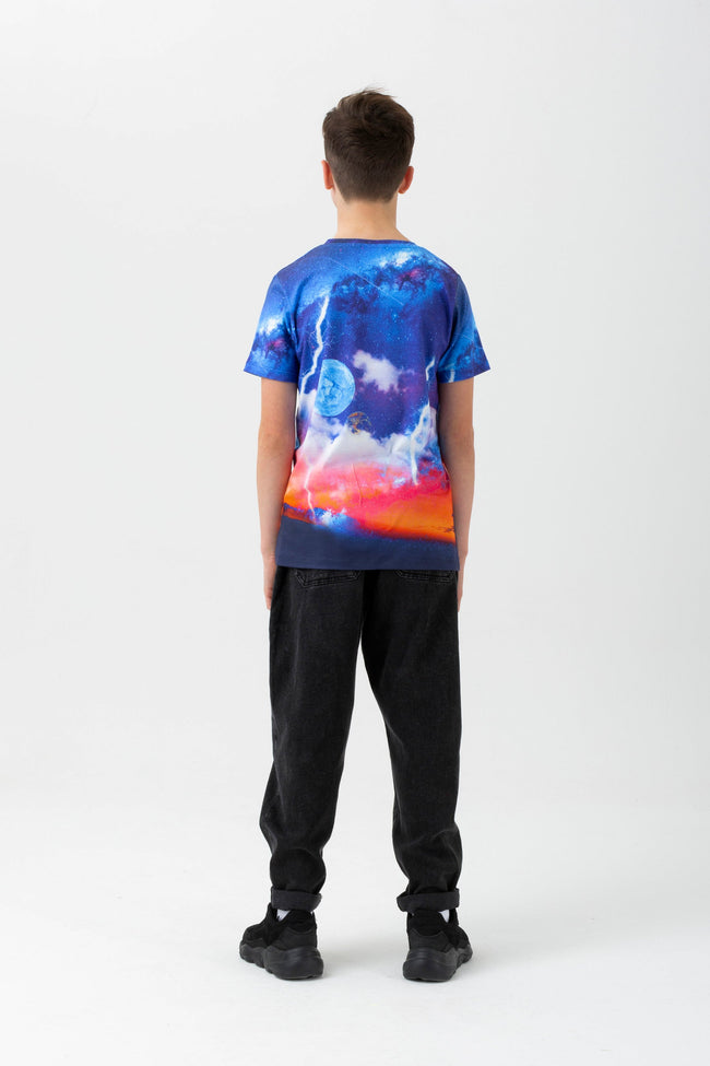 HYPE BOYS NAVY GALAXY HORIZON SCRIPT T-SHIRT