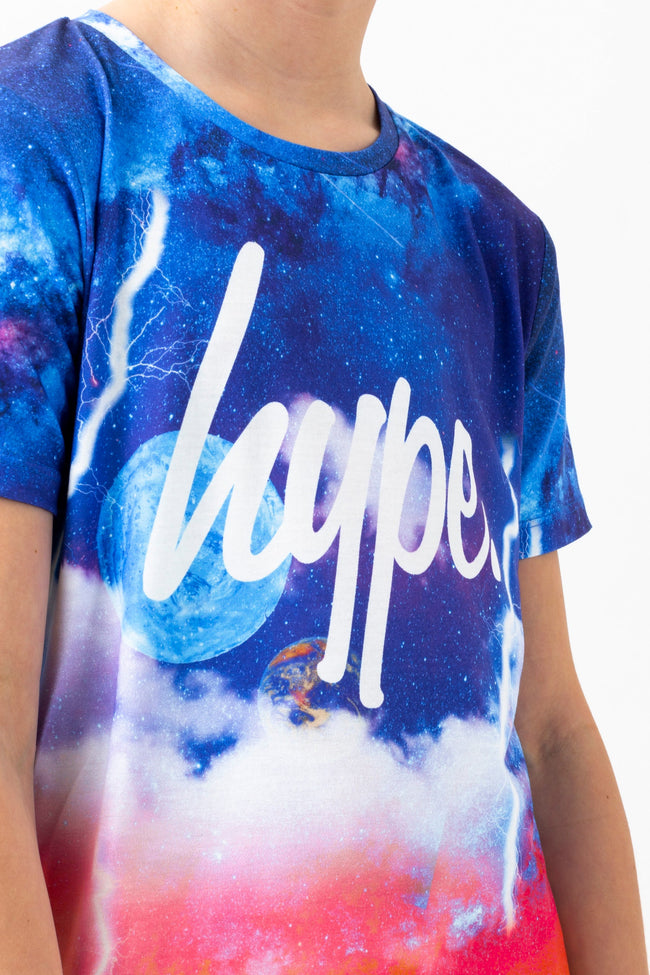 HYPE BOYS NAVY GALAXY HORIZON SCRIPT T-SHIRT