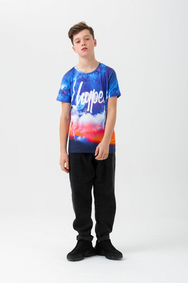 HYPE BOYS NAVY GALAXY HORIZON SCRIPT T-SHIRT