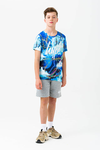 HYPE BOYS BLUE LIGHTNING BARBWIRE SCRIPT T-SHIRT