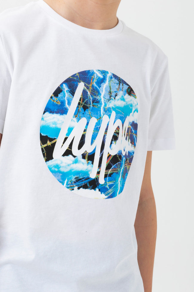 HYPE BOYS WHITE LIGHTNING BARBWIRE CIRCLE T-SHIRT