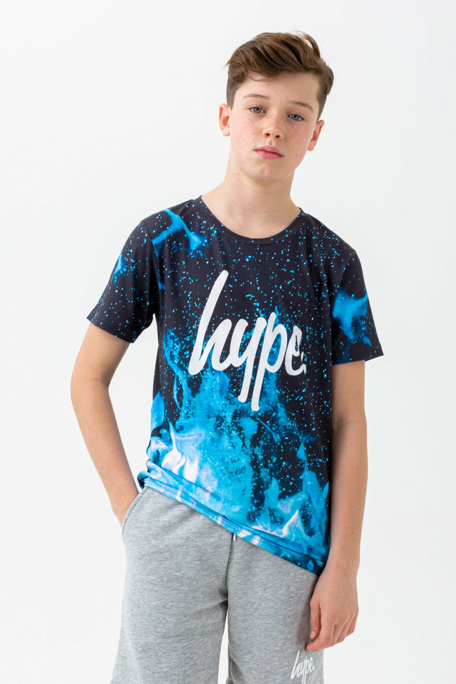 HYPE BOYS BLUE FIRE SCRIPT T-SHIRT