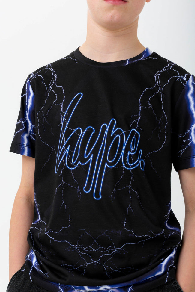 HYPE BOYS BLACK LIGHTNING SCRIPT T-SHIRT