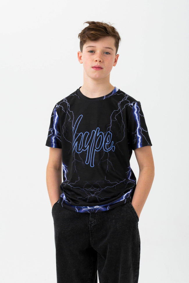 HYPE BOYS BLACK LIGHTNING SCRIPT T-SHIRT