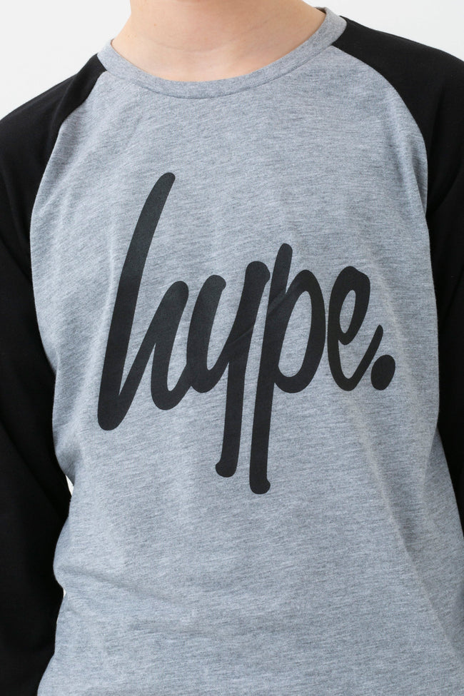 HYPE BOYS GREY HOMERUN SCRIPT L/S T-SHIRT