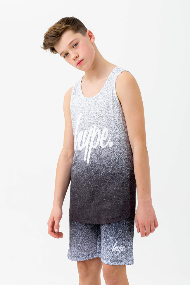 HYPE BOYS BLACK SPECKLE FADE SCRIPT VEST