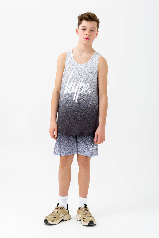 HYPE BOYS BLACK SPECKLE FADE SCRIPT VEST