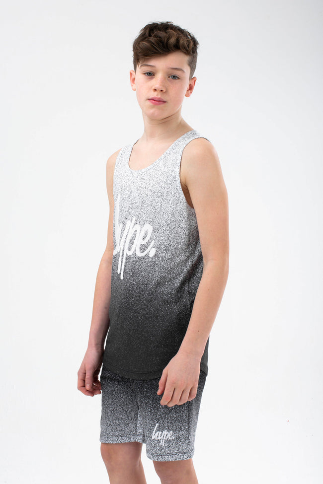 HYPE BOYS BLACK SPECKLE FADE SCRIPT VEST