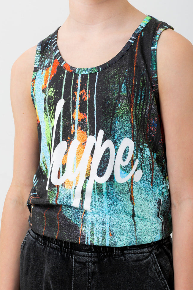 HYPE BOYS TURQUOISE SPRAY DRIPS SCRIPT VEST