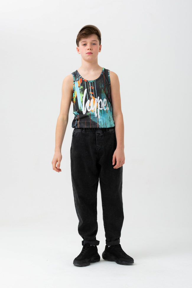 HYPE BOYS TURQUOISE SPRAY DRIPS SCRIPT VEST