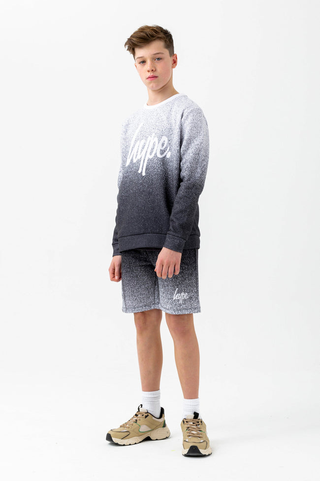 HYPE BOYS BLACK SPECKLE FADE SCRIPT CREW NECK