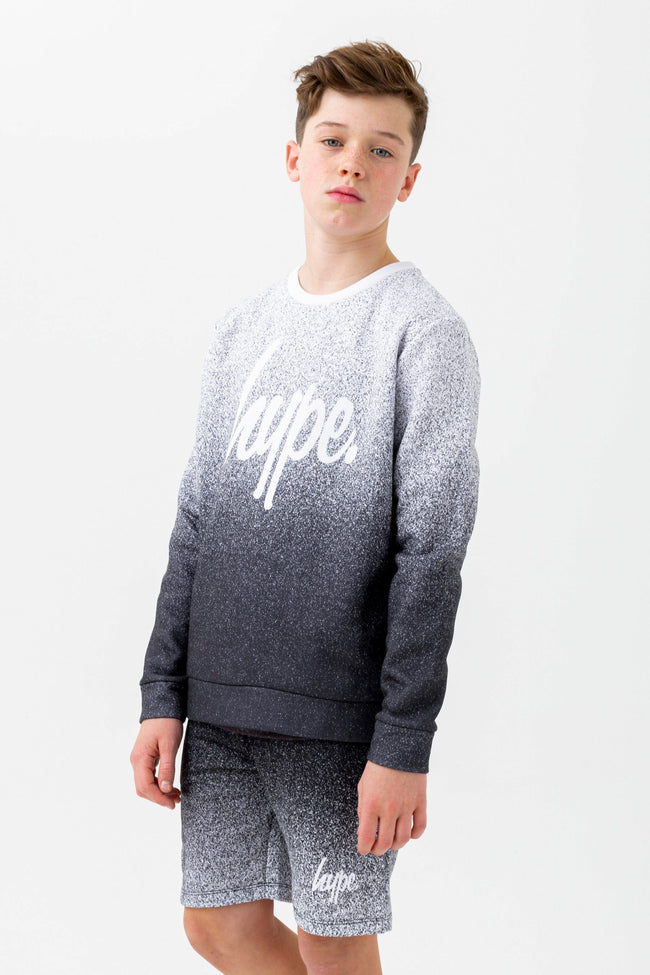 HYPE BOYS BLACK SPECKLE FADE SCRIPT CREW NECK