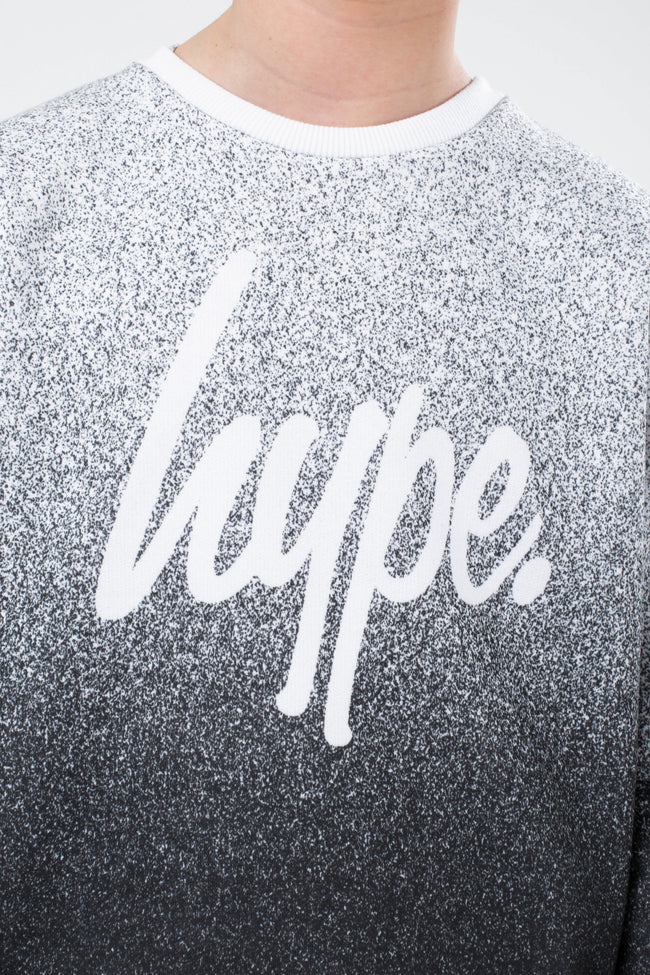 HYPE BOYS BLACK SPECKLE FADE SCRIPT CREW NECK