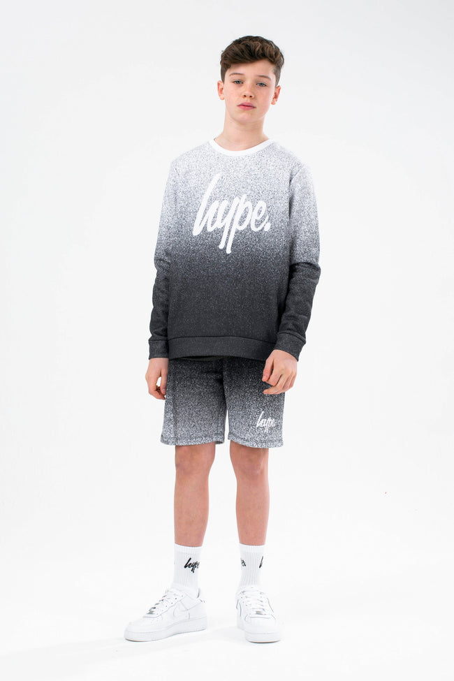 HYPE BOYS BLACK SPECKLE FADE SCRIPT CREW NECK