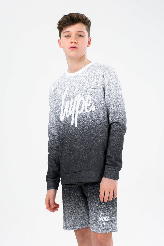 HYPE BOYS BLACK SPECKLE FADE SCRIPT CREW NECK