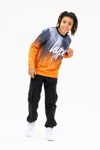 HYPE BOYS ORANGE DRIPS SCRIPT CREW NECK