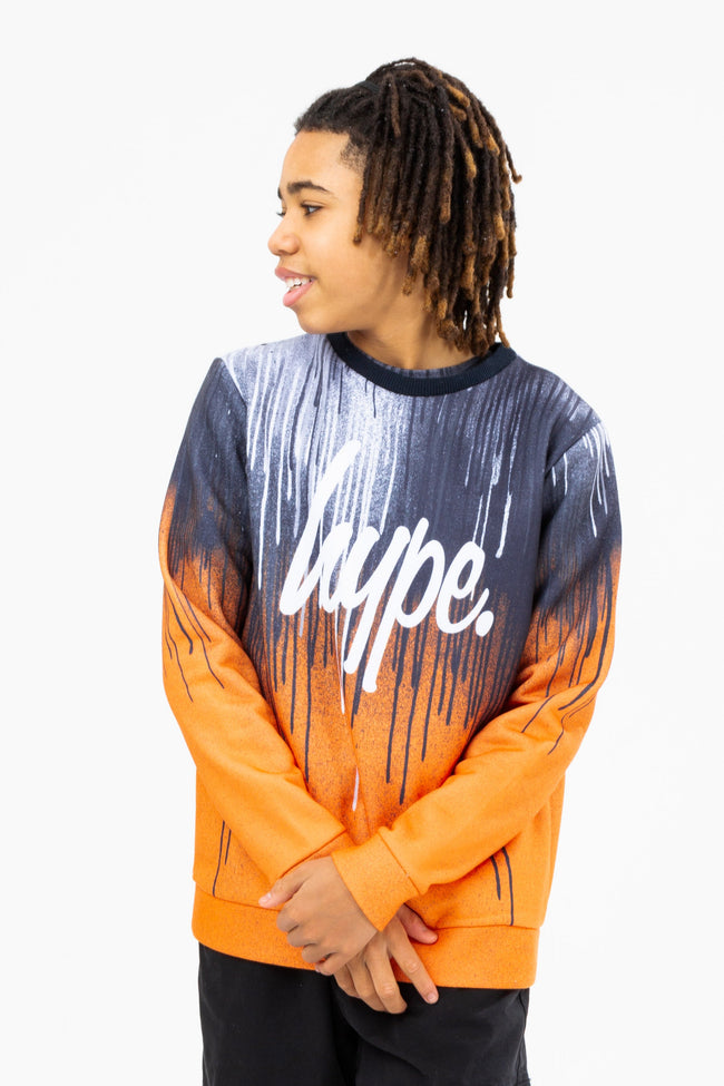 HYPE BOYS ORANGE DRIPS SCRIPT CREW NECK