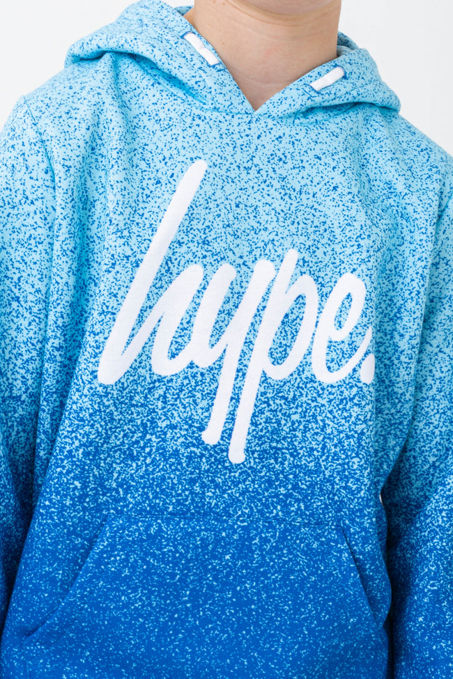 HYPE BOYS BLUE SPECKLE FADE SCRIPT HOODIE