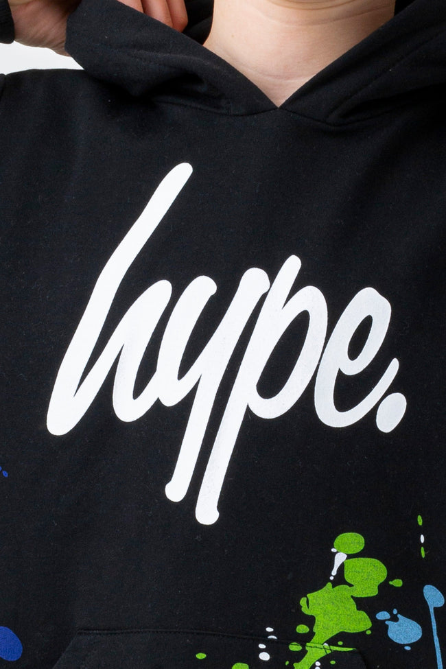 HYPE BOYS BLACK PAINT SCRIPT HOODIE