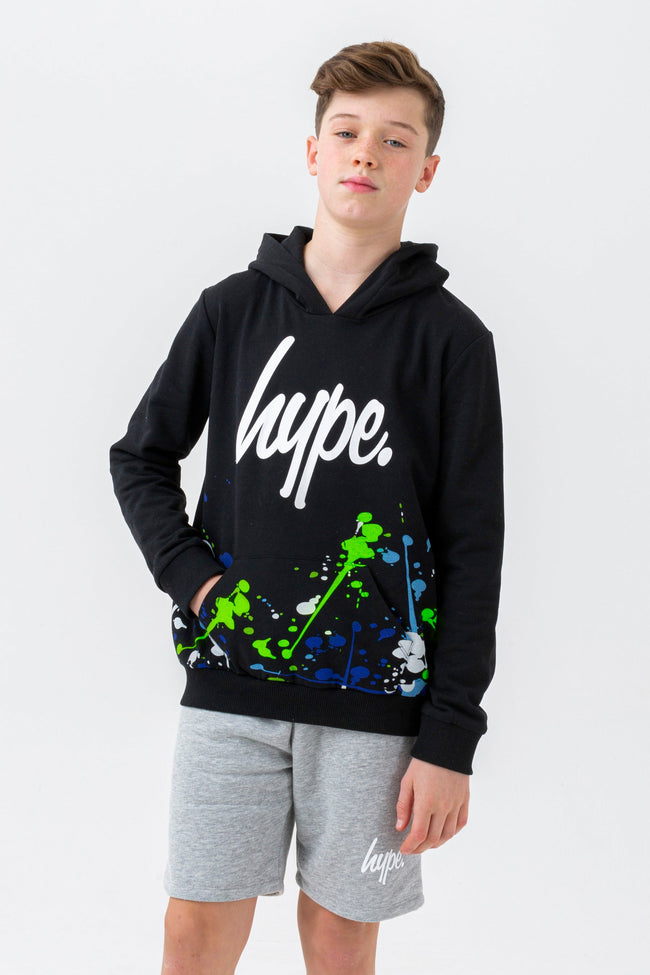 HYPE BOYS BLACK PAINT SCRIPT HOODIE