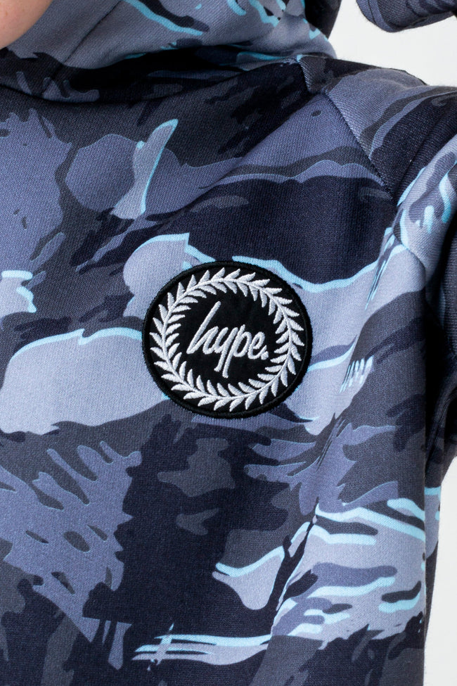 HYPE BOYS GREY GLOOM CAMO CREST HOODIE