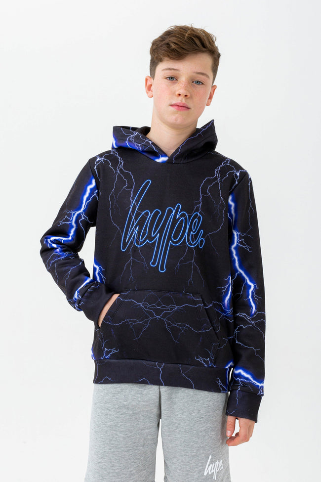 HYPE BOYS BLACK LIGHTNING SCRIPT HOODIE