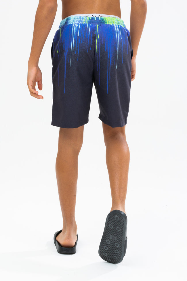 HYPE BOYS BLACK PACIFIC DRIPS CREST SWIM SHORTS