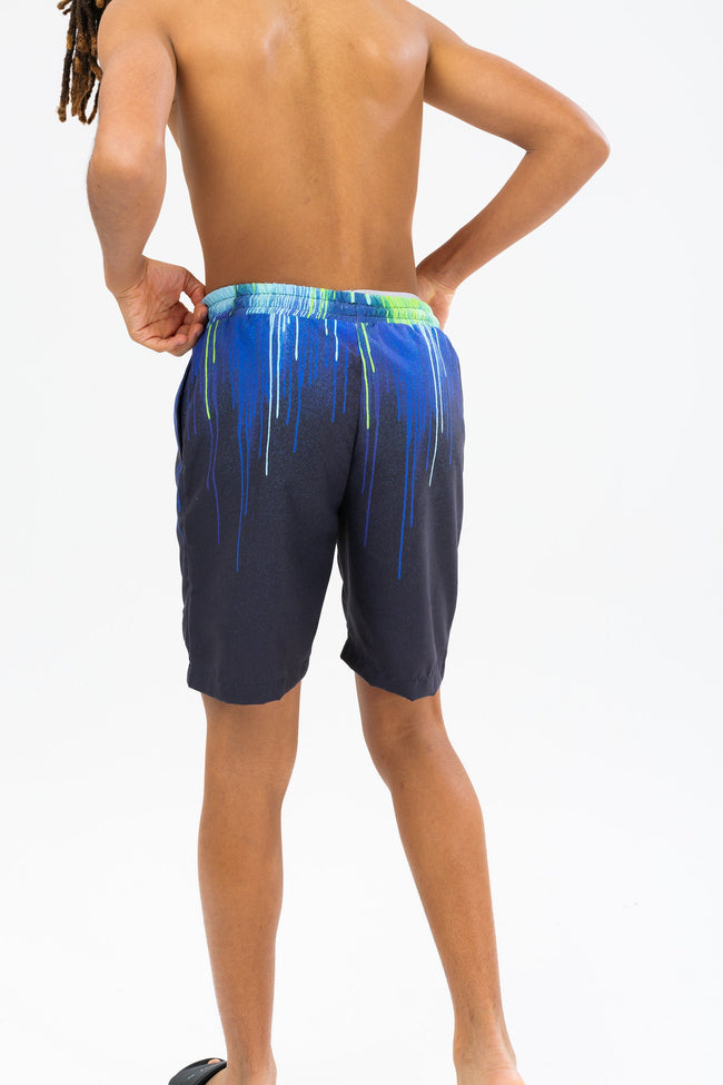 HYPE BOYS BLACK PACIFIC DRIPS CREST SWIM SHORTS