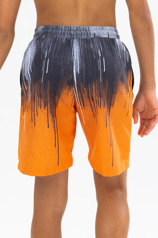 HYPE BOYS ORANGE DRIPS CREST SWIM SHORTS