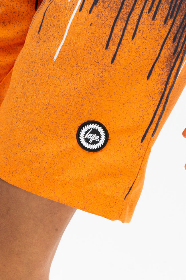 HYPE BOYS ORANGE DRIPS CREST SWIM SHORTS