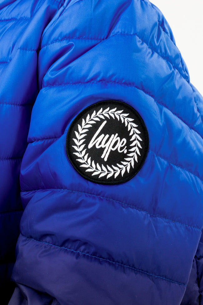 HYPE BOYS BLUE FADE CREST LIGHTWEIGHT PUFFER JACKET