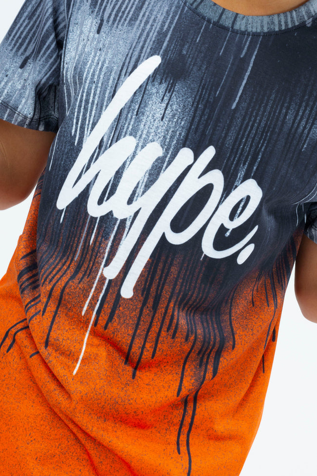 HYPE BOYS ORANGE DRIPS SCRIPT TEE & SHORTS SET