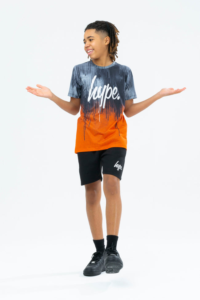 HYPE BOYS ORANGE DRIPS SCRIPT TEE & SHORTS SET