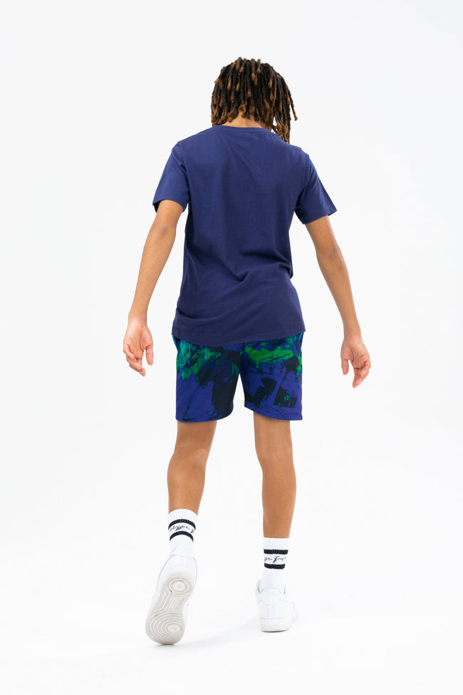 HYPE BOYS NAVY REEF SPRAY SCRIPT TEE & SHORTS SET