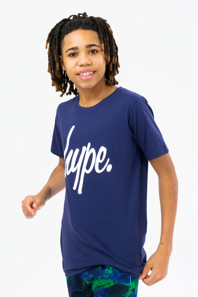 HYPE BOYS NAVY REEF SPRAY SCRIPT TEE & SHORTS SET