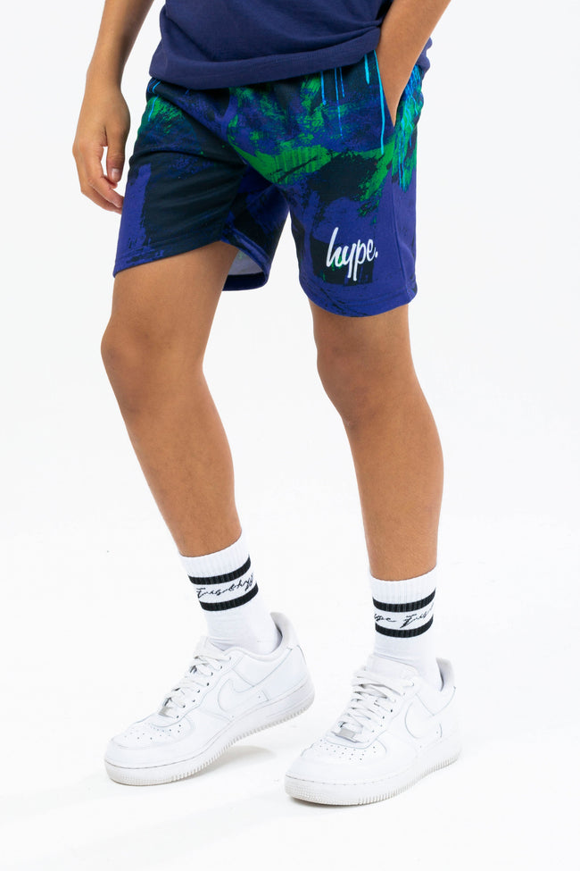 HYPE BOYS NAVY REEF SPRAY SCRIPT TEE & SHORTS SET