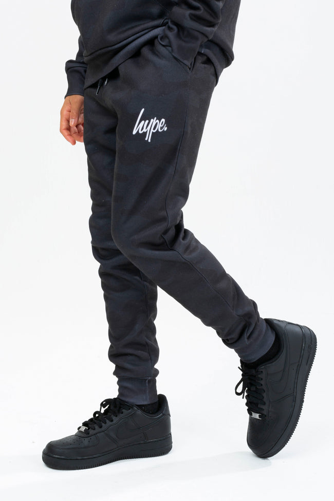 HYPE BOYS BLACK CLASSIC CAMO SCRIPT HOOD & JOGGER SET