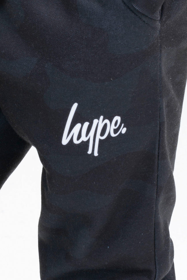 HYPE BOYS BLACK CLASSIC CAMO SCRIPT HOOD & JOGGER SET